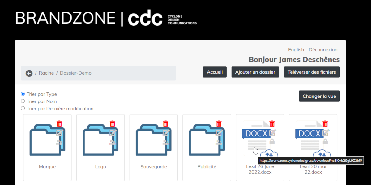 Téléchargement avec URL à usage unique